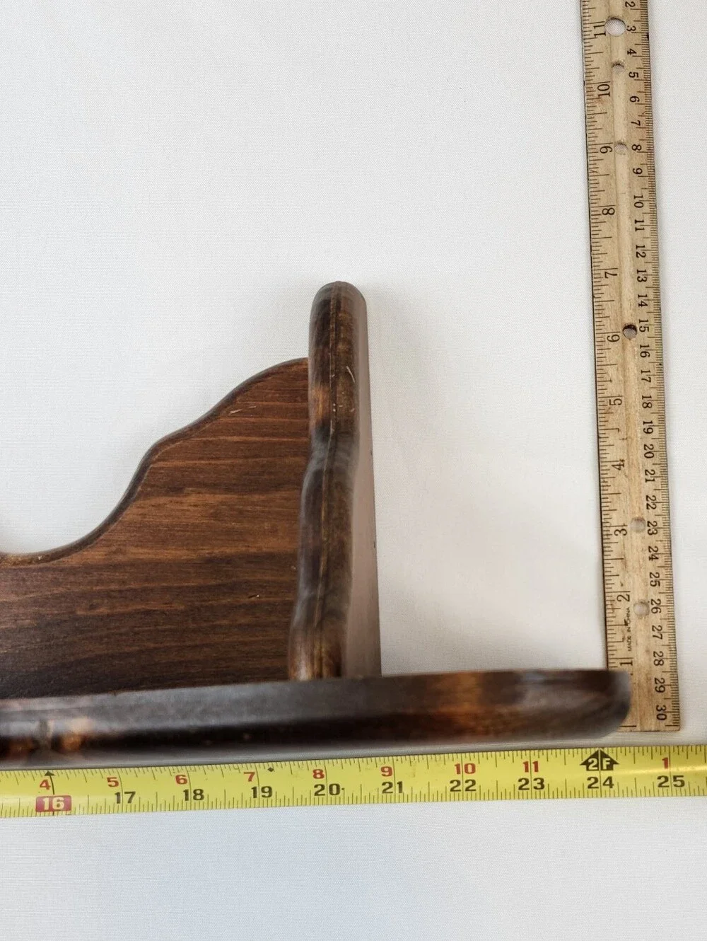 Cottagecore Country Rustic Farmhouse Brown Wood Wall Shelf Heart Cutout  24x6x7